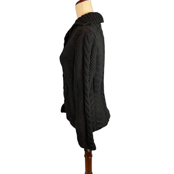 Saint James 100% Cotton Chunky Cardigan Sweater Black Women's Size 8 - Picture 5 of 9